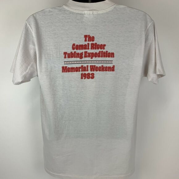 Vintage Don't Touch My Tubes Comal River T Shirt Mens Large 80s Texas USA White - Picture 3 of 8